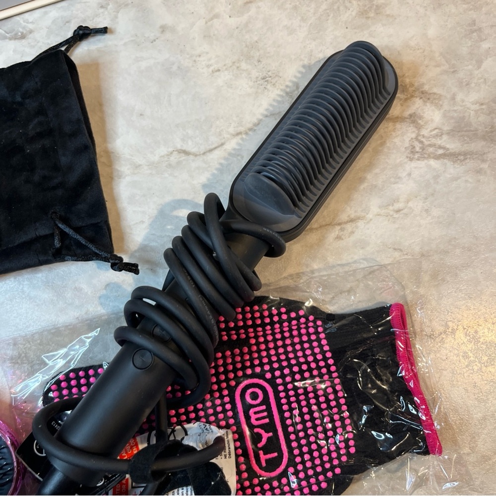 TYMO Ring Hair Straightening Comb Black Brush 5 Temp Anti-Scald Fast Heating
